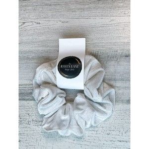 White Glitter Scrunchie | Big Scrunchies Fashion Hair Ties Medium Volume